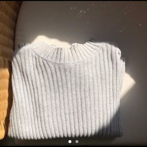 grey mock neck knit sweater